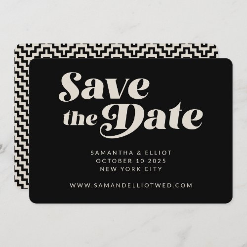 Mid Century Modern Typography   Black and White  Save The Date
