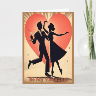 Mid Century Modern Valentine Dancing Couple Card