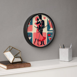 Mid Century Modern Valentine Dancing Couple Clock