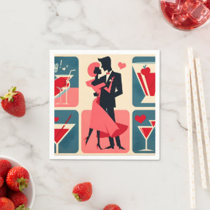 Mid Century Modern Valentine Dancing Couple Napkins