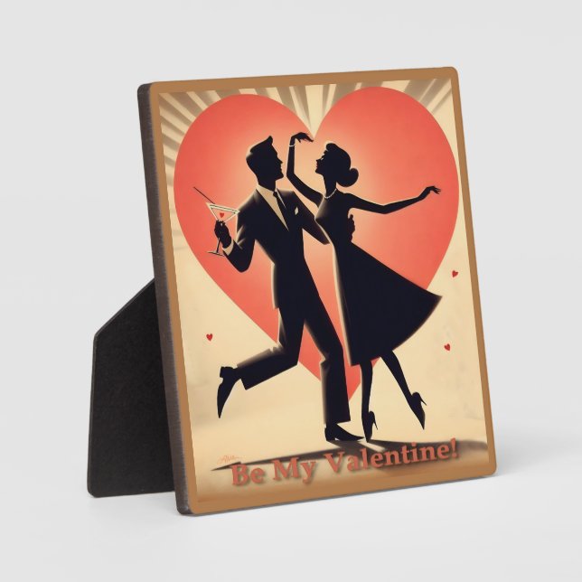 Mid Century Modern Valentine Dancing Couple  Plaque (Front)