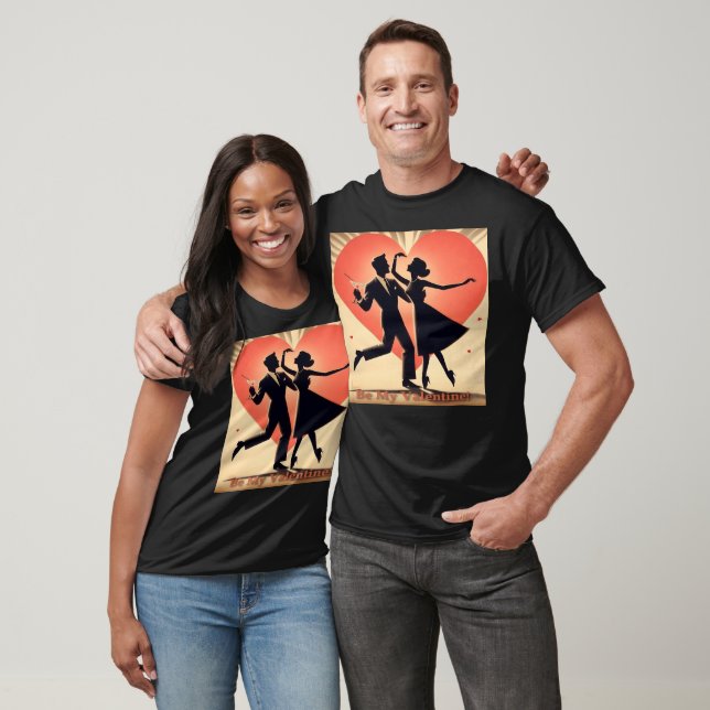 Mid Century Modern Valentine Dancing Couple  T-Shirt (Unisex)