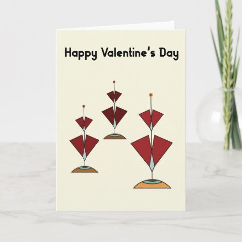 Mid_Century Modern Valentines Red Hearts Party Card