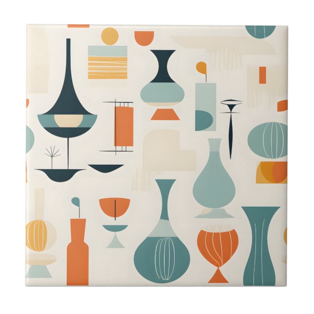 Mid Century Modern Vase Shape Ceramic Tile (Front)