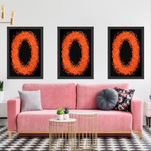 mid century modern vintage abstract orange black wall art sets