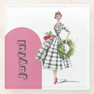 Mid Century Modern Vintage Lady Glass Coaster