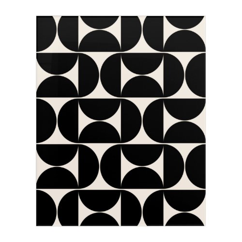 Mid Century Modern Vintage Pattern Black And White Acrylic Print