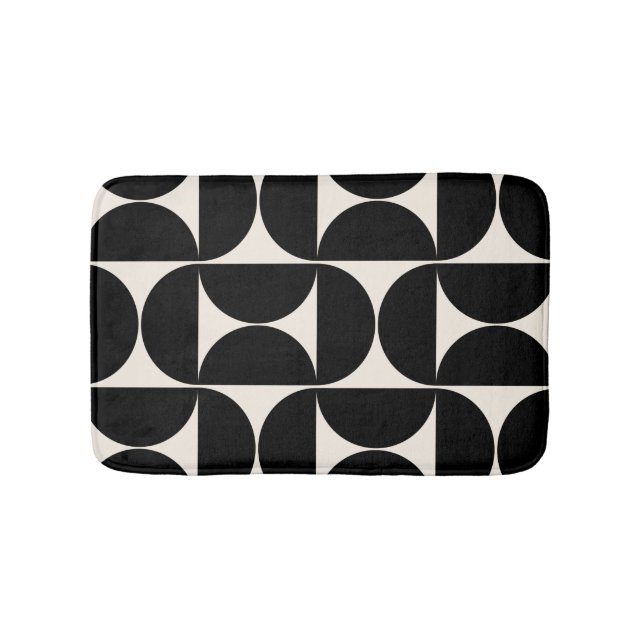 Mid Century Modern Vintage Pattern Black And White Bath Mat (Front)
