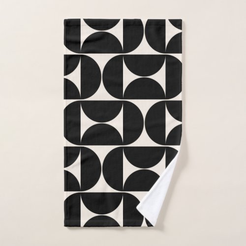 Mid Century Modern Vintage Pattern Black And White Bath Towel Set