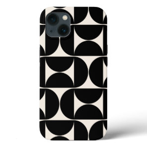 Mid Century Modern Vintage Pattern Black And White iPhone 13 Case