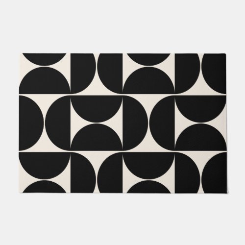 Mid Century Modern Vintage Pattern Black And White Doormat