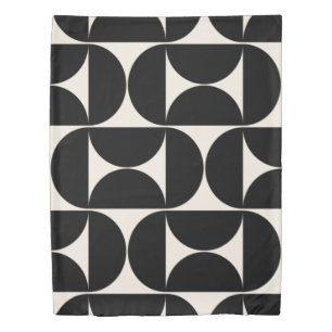 Mid Century Modern Vintage Pattern Black And White Duvet Cover