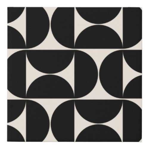 Mid Century Modern Vintage Pattern Black And White Faux Canvas Print