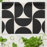 Mid Century Modern Vintage Pattern Black And White Kitchen Towel<br><div class="desc">Retro Mid Century Modern Pattern – Abstract Geometric Shapes – Minimalist Pattern in black and cream white.</div>
