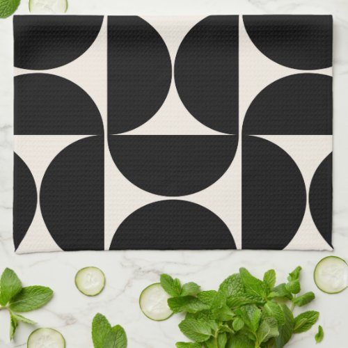 Mid Century Modern Vintage Pattern Black And White Kitchen Towel