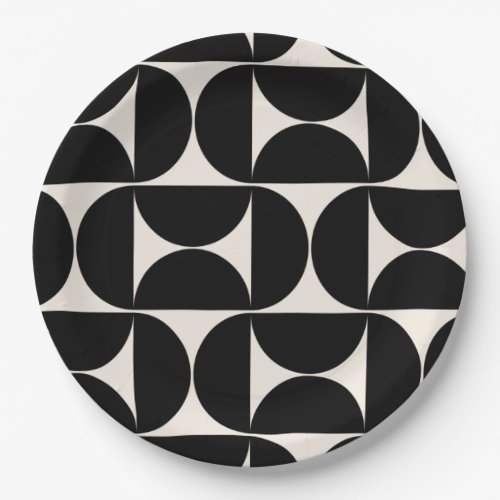 Mid Century Modern Vintage Pattern Black And White Paper Plates