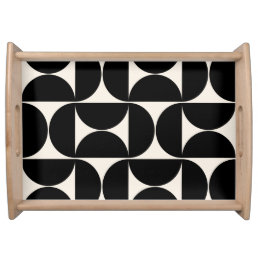 Mid Century Modern Vintage Pattern Black And White Serving Tray