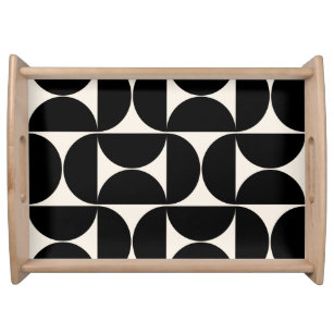 Mid Century Modern Vintage Pattern Black And White Serving Tray