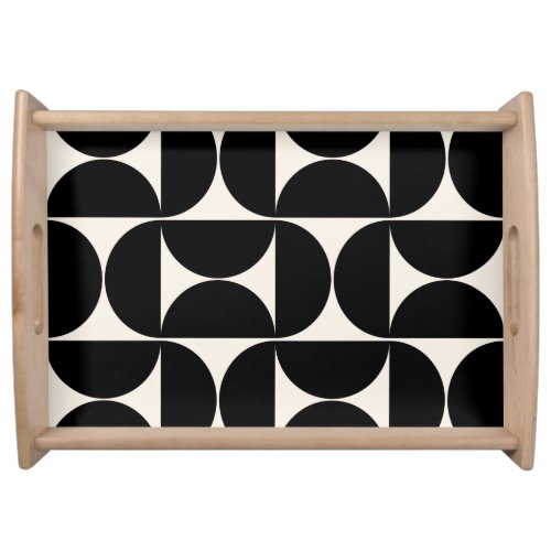 Mid Century Modern Vintage Pattern Black And White Serving Tray