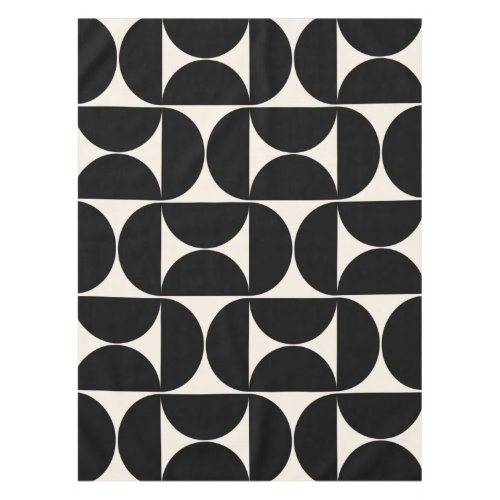 Mid Century Modern Vintage Pattern Black And White Tablecloth