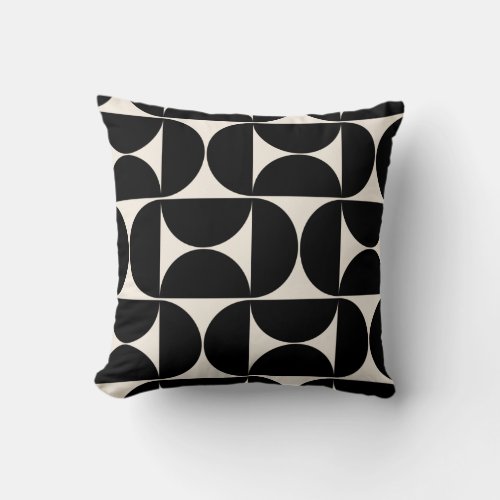 Mid Century Modern Vintage Pattern Black And White Throw Pillow