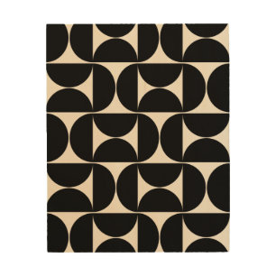 Mid Century Modern Vintage Pattern Black And White Wood Wall Art