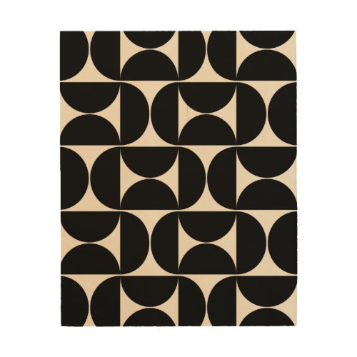 Mid Century Modern Vintage Pattern Black And White Wood Wall Art