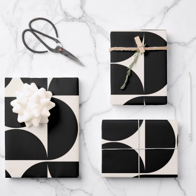 Mid Century Modern Vintage Pattern Black And White Wrapping Paper ...
