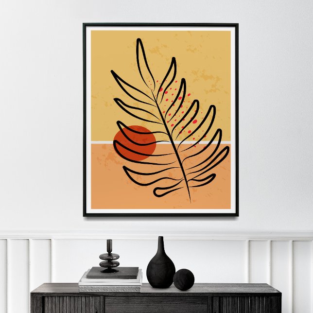 Mid Century Modern Wall Art, Sunset Leaf Print,  Poster (Creator Uploaded)
