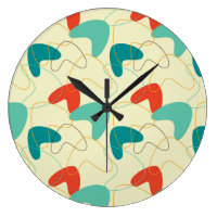 Mid-Century Modern Wall Clock, Retro Pattern Large Clock