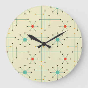 Mid-Century Modern Wall Clock, Starburst Pattern Large Clock