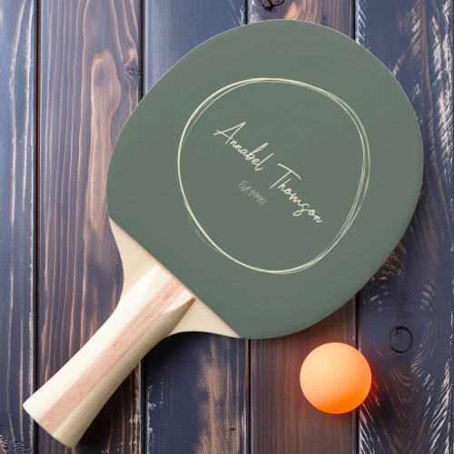 Mid_Century Modern Warm Gray  with Name Ping Pong Paddle