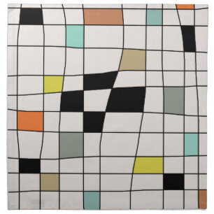 Mid Century Modern Warped Tiles Cloth Napkin