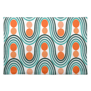 Mid-Century Modern Waves and Circles Cloth Placemat