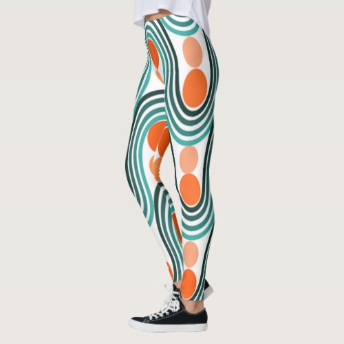 Mid_Century Modern Waves and Circles Leggings