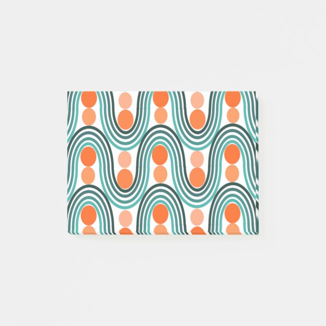 Mid-Century Modern Waves and Circles  Post-it Notes (Front)