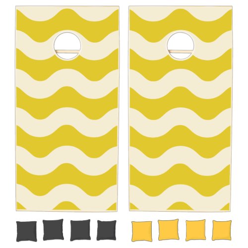 Mid-Century Modern Wavy Striped Dark Lemon