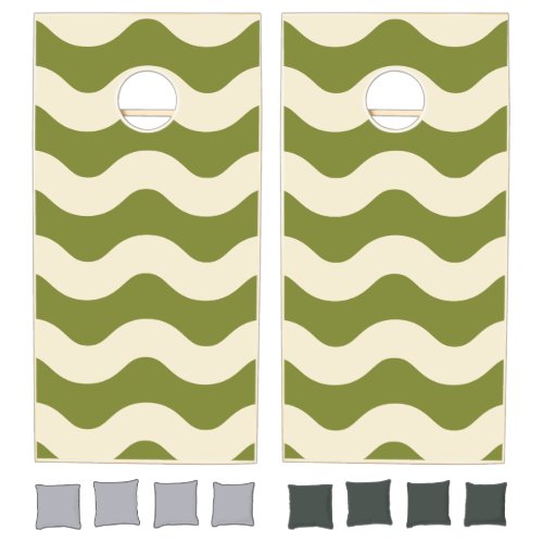 Mid-Century Modern Wavy Striped Willow Green