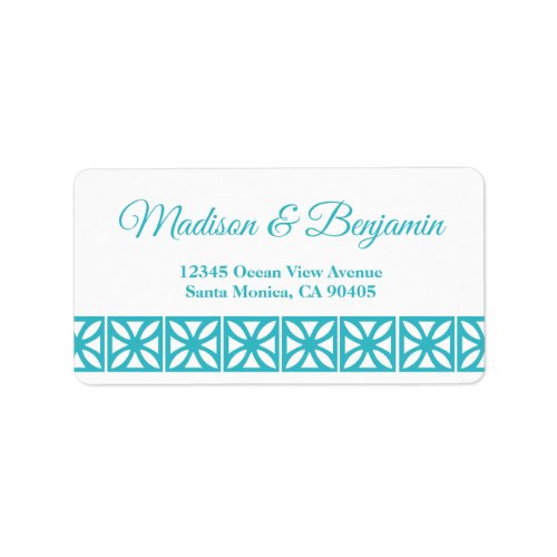 Mid Century Modern Wedding Retro Blue White Label