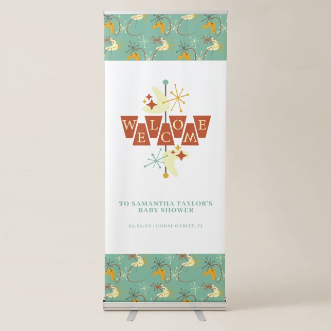 Mid-Century Modern Welcome Sign Retro Baby Shower (Front)