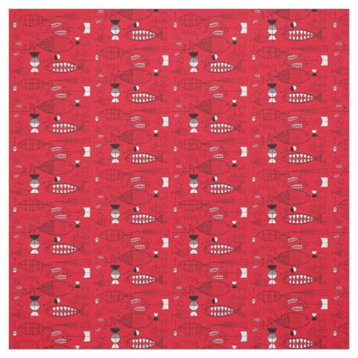 Mid-Century Modern Whimsical Fish Fabric
