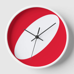 Mid Century Modern White Curve Red Background Clock