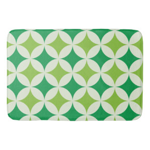 Mid Century modern White Green Starbursts Circles Bath Mat