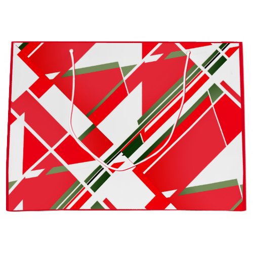 Mid_Century Modern White Red with Green Elements Large Gift Bag