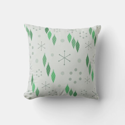 Mid Century Modern Winter Green Throw Pillow