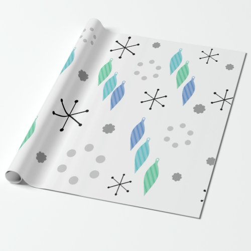 Mid Century Modern Winter Green Wrapping Paper