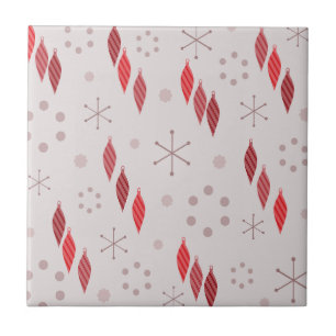Mid Century Modern Winter Red Ceramic Tile
