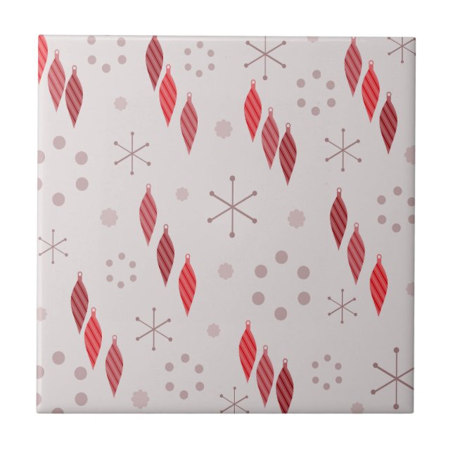 Mid Century Modern Winter Red Ceramic Tile (Front)