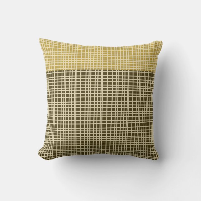 Mid Century Modern Woven Color Block Pattern Throw Pillow (Front)