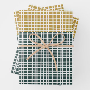 Mid Century Modern Woven Color Block Pattern Wrapping Paper Sheets